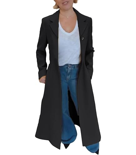 Amazon.com: utcoco Womens Leopard Long Wool Trench Coat Notched